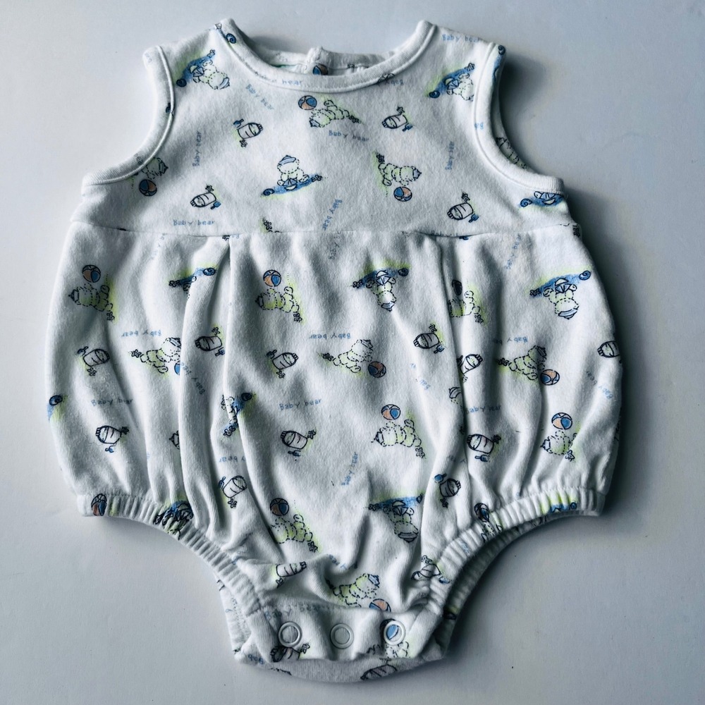 Vintage Sesame Street Baby Bear Bubble Romper 0-3M Cotton Summer Outfit